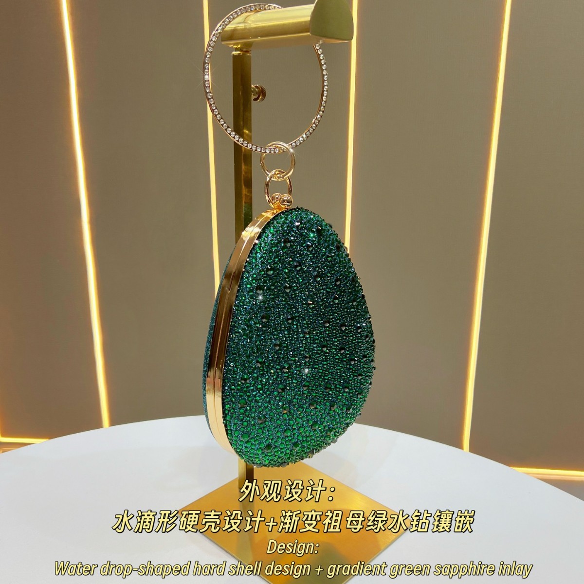 Emerald Green Full Rhinestone  - Luxury Bags Green review and price