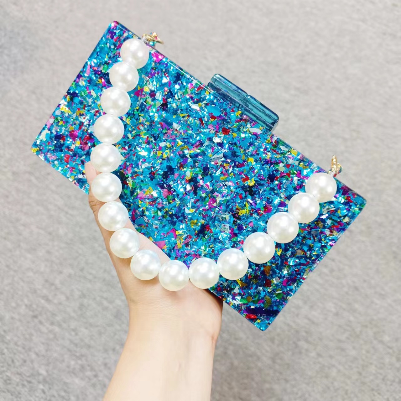 Luxury Acrylic Beaded Clutch B - Luxury Bags Green review and price
