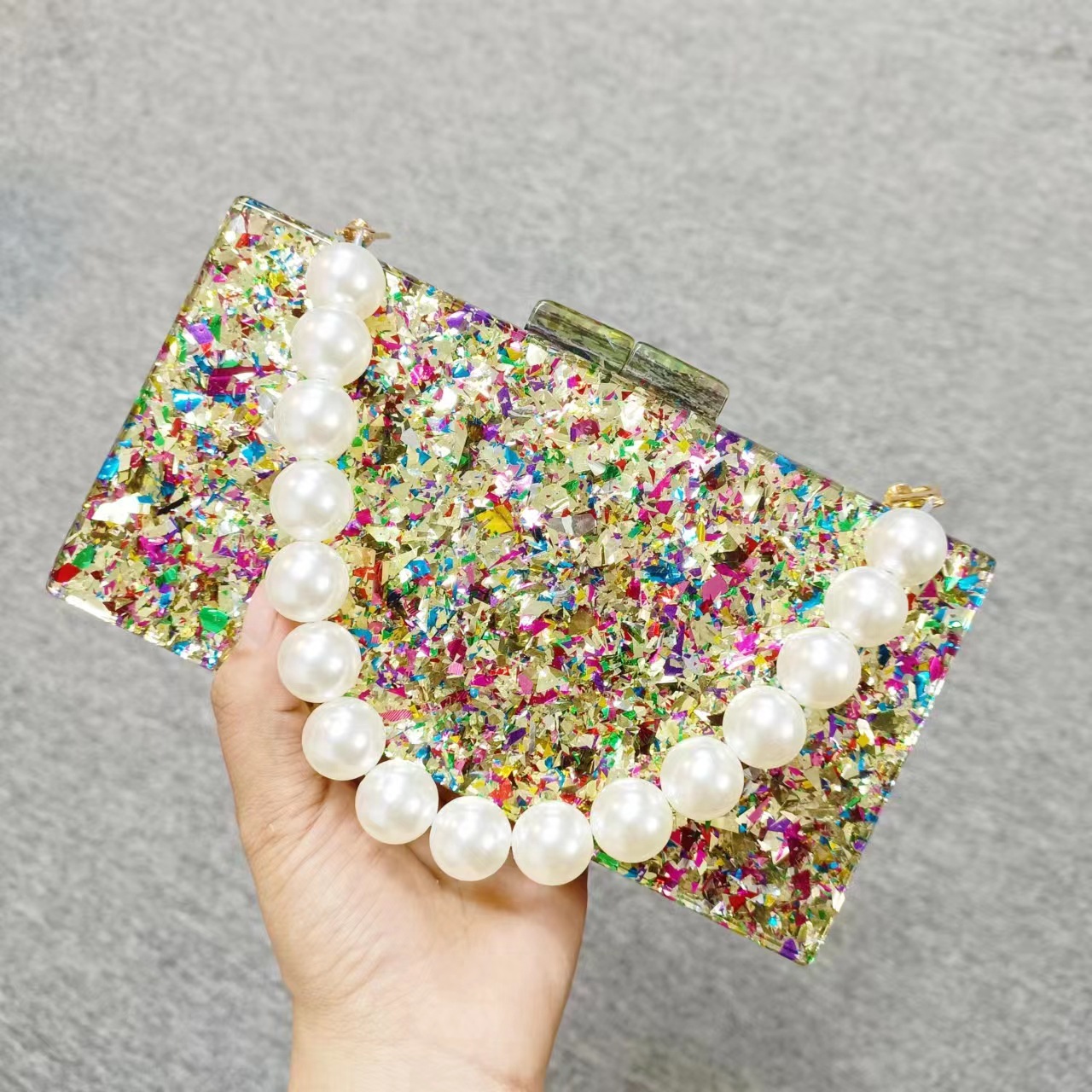Luxury Acrylic Beaded Clutch B - Luxury Bags Green review and price
