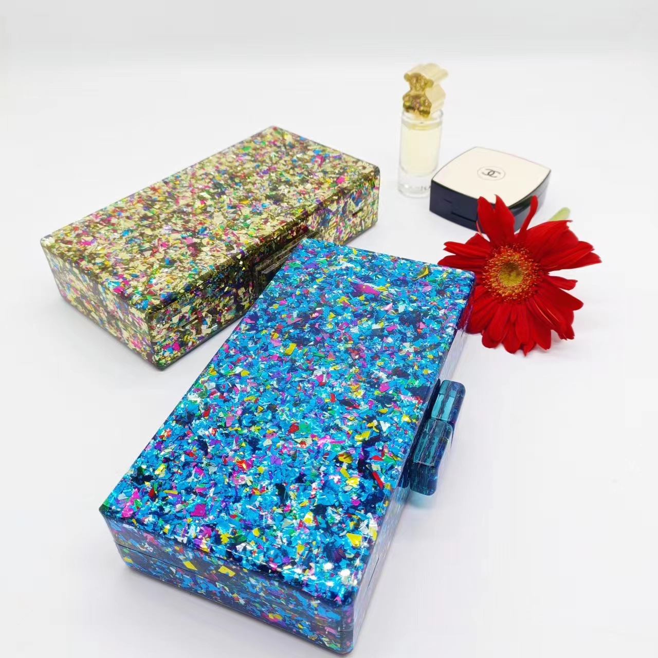Luxury Acrylic Beaded Clutch B - Luxury Bags Green review and price