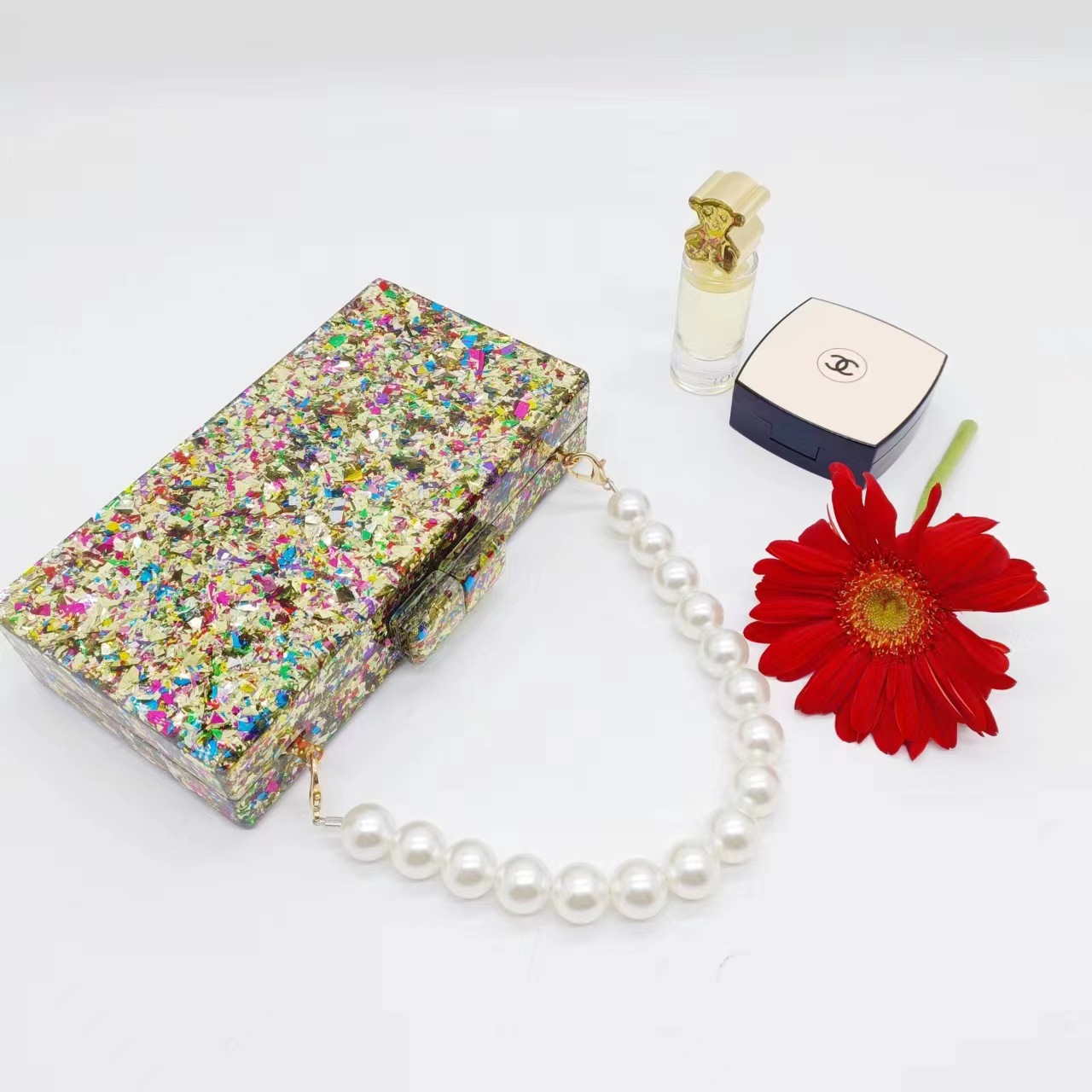Luxury Acrylic Beaded Clutch B - Luxury Bags Green review and price