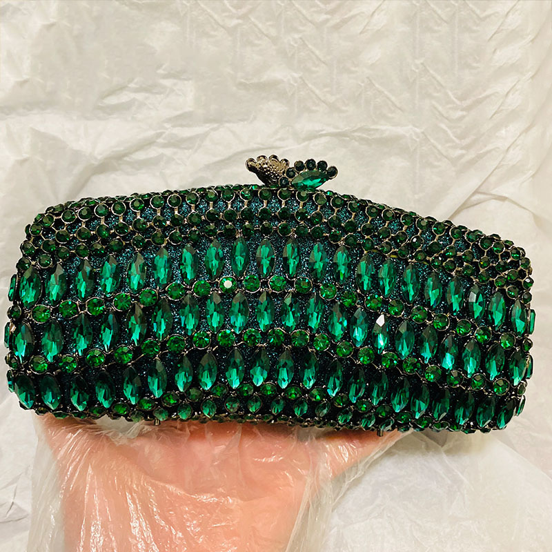 Luxury Green Rhinestone Evenin - Luxury Bags Green review and price