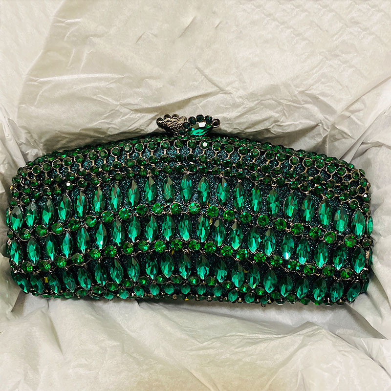 Luxury Green Rhinestone Evenin - Luxury Bags Green review and price