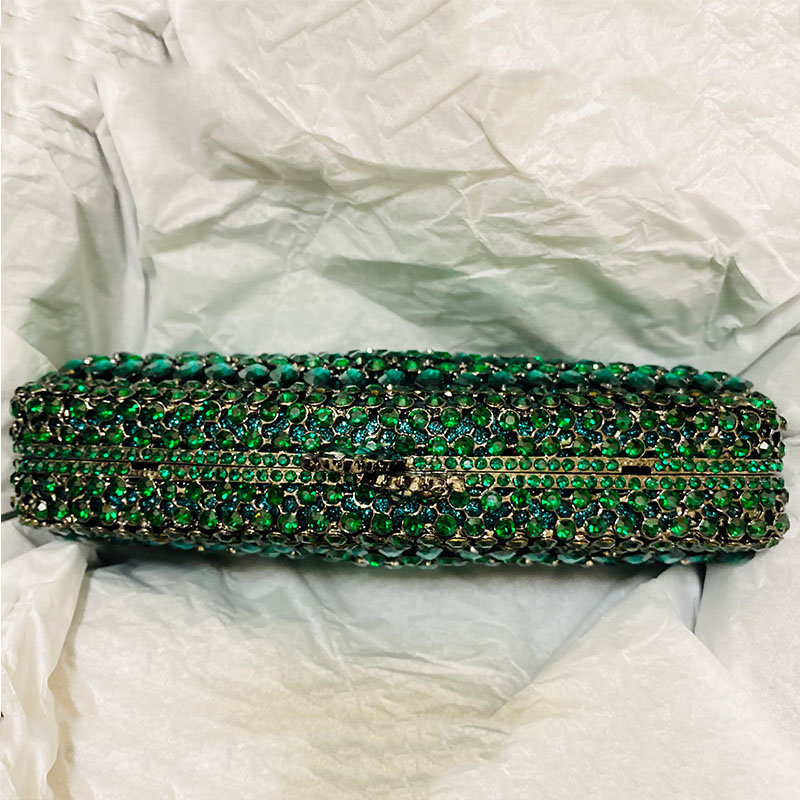 Luxury Green Rhinestone Evenin - Luxury Bags Green review and price