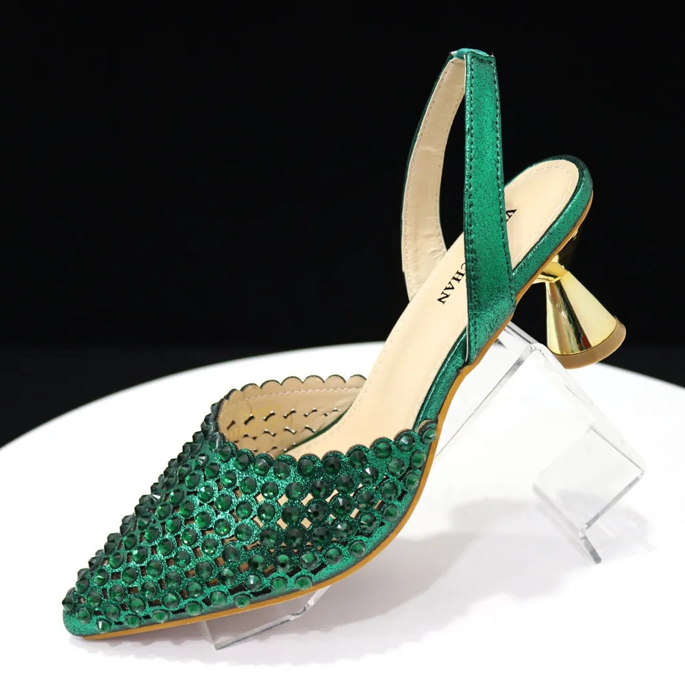 Luxury Green Rhinestone Shoes  - Luxury Bags Green review and price
