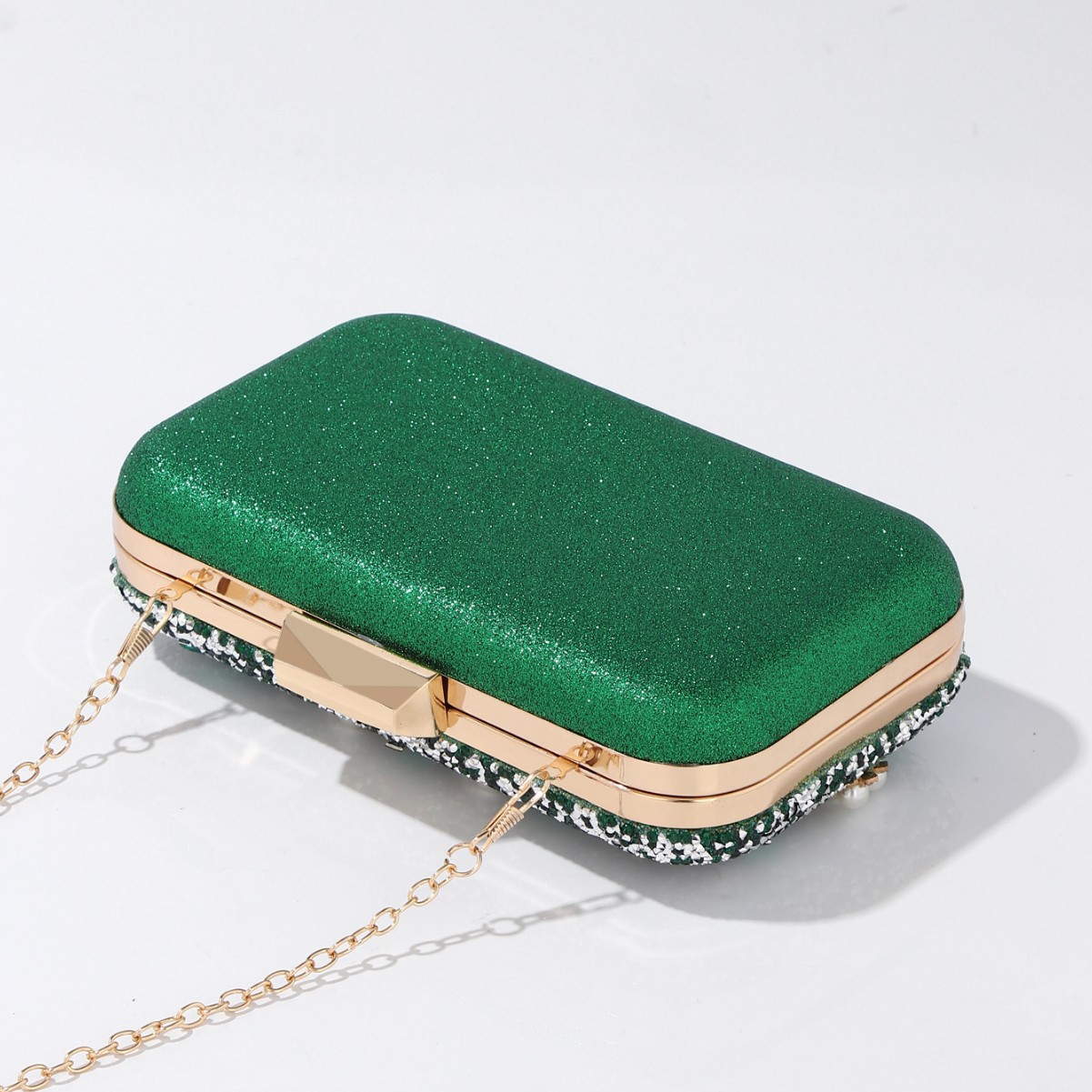 Luxury Rhinestone & Pearl Embe - Luxury Bags Green review and price