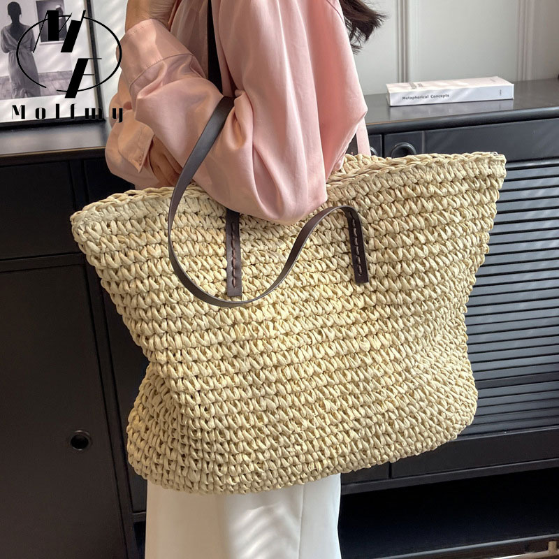 Straw Woven Tote Bags Casual L - Luxury Bags Vendor review and price